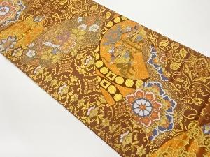 地紙に連珠狩猟文・華紋・花鳥模様織出し袋帯